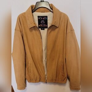 Vintage Leather Bomber Jacket Mens L Tan Aviator Intl Flight Coat